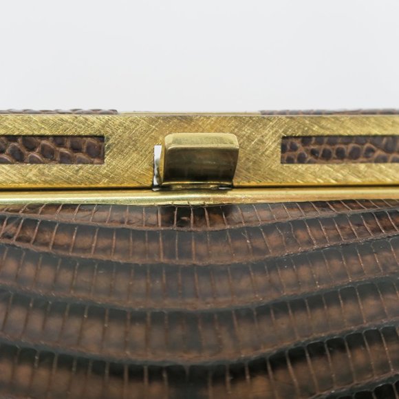 Vintage 50s Roos Atkins Brown Lizard Handbag - Picture 9 of 12